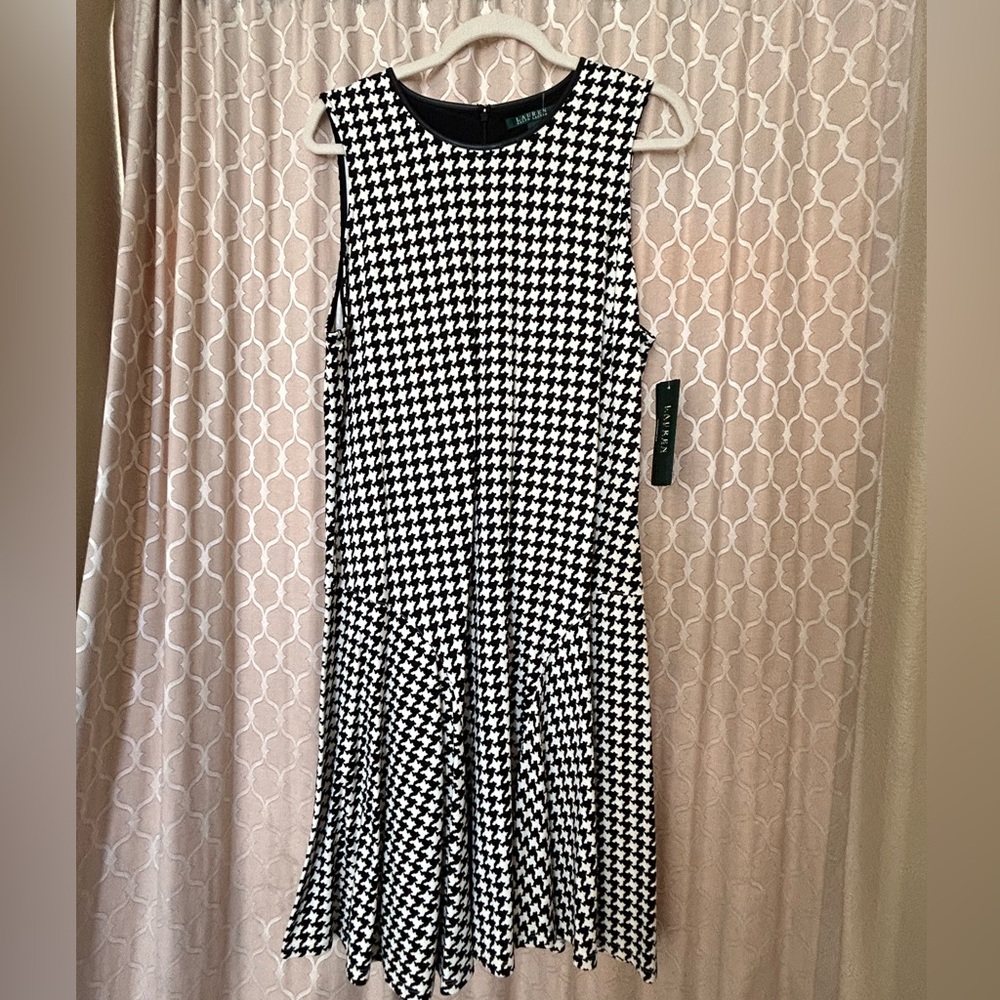 Ralph Lauren Monochrome Houndstooth Midi Dress